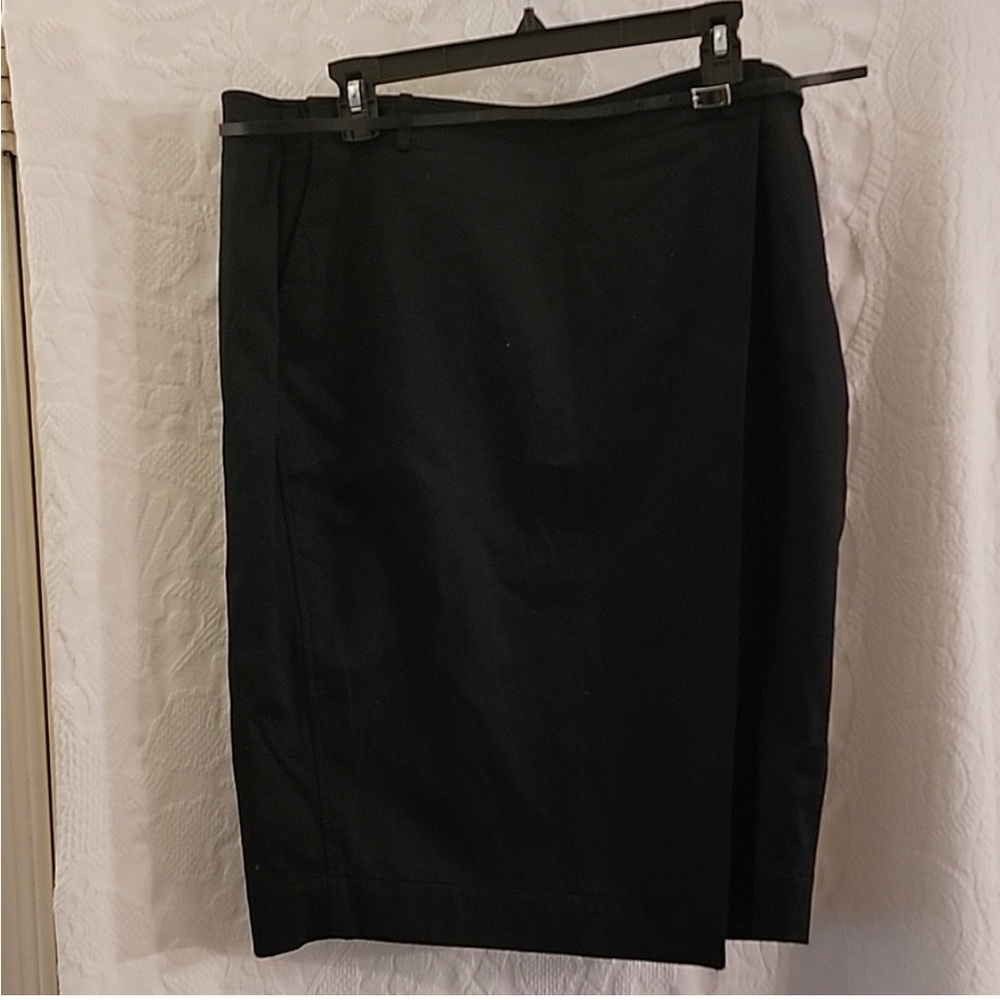 Liz Claiborne black belted pencil WRAP Skirt - size 14